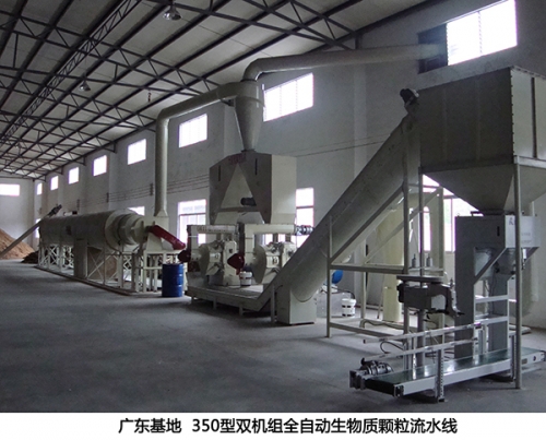 廣東（dōng）省350型雙機組全自動（dòng）生物（wù）質顆粒生產流水線